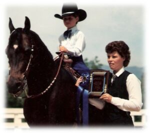 Melissa with her first show horse Foxy